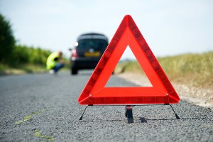 Breakdown with red warning triangle